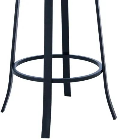 Lola Contemporary Bar Height Barstool in Matte Black Finish and Gray Faux Leather