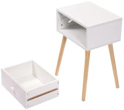 Modern Wood Nightstand with Storage Drawer, White/Brown