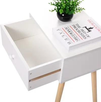 Modern Wood Nightstand with Storage Drawer, White/Brown