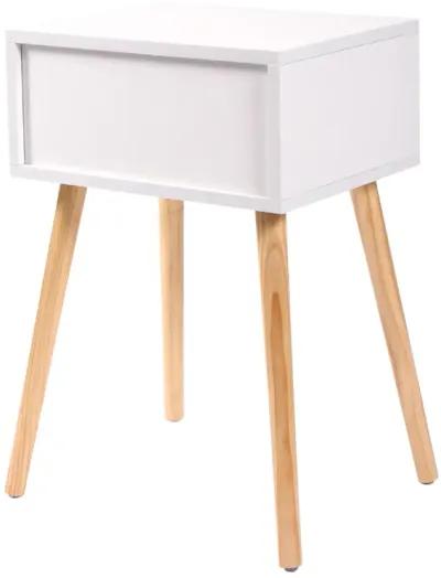 Modern Wood Nightstand with Storage Drawer, White/Brown