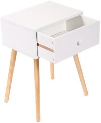 Modern Wood Nightstand with Storage Drawer, White/Brown