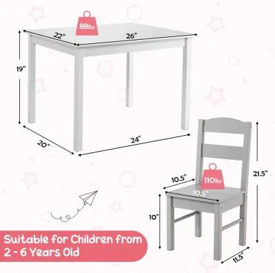 5 pcs Kids Pine Wood Table Chair Set