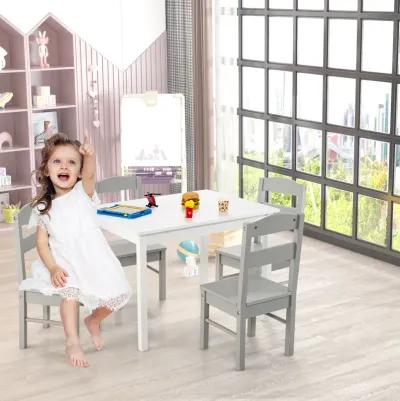 5 pcs Kids Pine Wood Table Chair Set