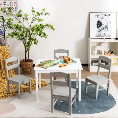 5 pcs Kids Pine Wood Table Chair Set