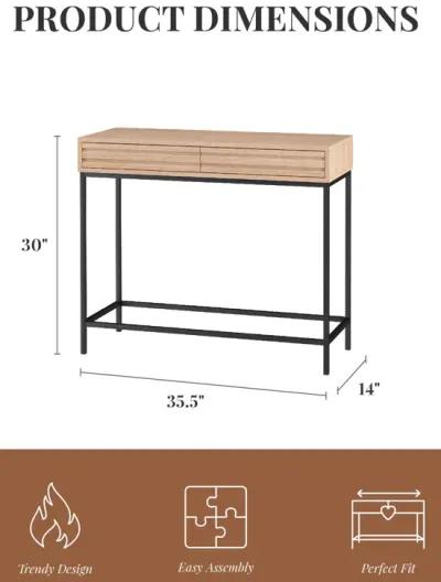 Jarrel 2 Drawer Console Table with Black Metal Legs