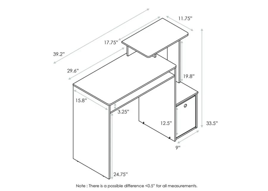 Furinno Furinno Econ Multipurpose Home Office Computer Writing Desk w/Bin, White/Black, 12095WH/BK