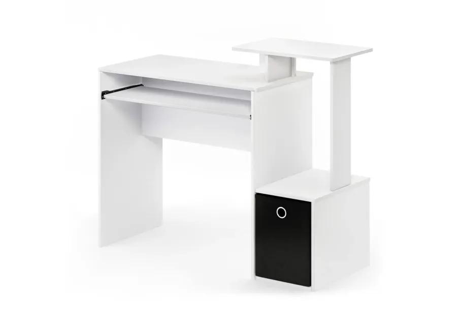 Furinno Furinno Econ Multipurpose Home Office Computer Writing Desk w/Bin, White/Black, 12095WH/BK