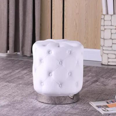 Jacobson Tufted Velvet White Accent Ottoman