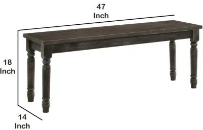 Transitional Style Rectangular Wooden Bench with Turned Legs, Bench-Benzara