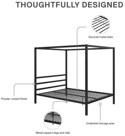 DHP Modern Metal Canopy Bed, King, Black