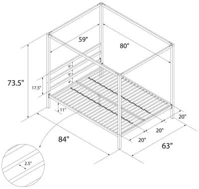 DHP Modern Metal Canopy Bed, King, Black