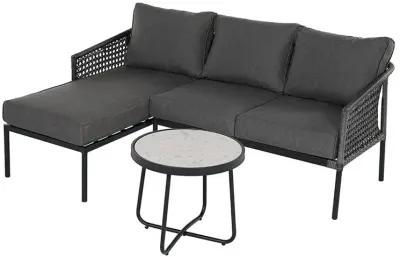 MONDAWE Outdoor Furniture 3 Pieces Set, Hand Woven, All-Weather Wicker Conversation Set for Patio Garden Backyard with Olefin Cushions and Coffee Table