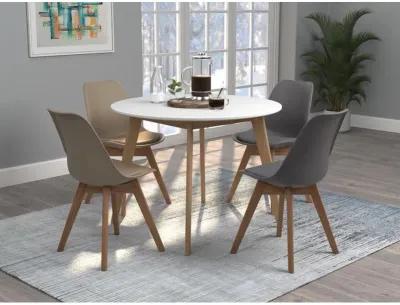 Coaster Co. of America Breckenridge Round Dining Table Matte White and Natural Oak