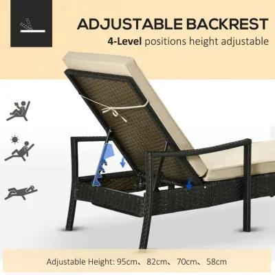 Versatile Sun Lounger: Adjustable PE Rattan Chair with Washable Cushion