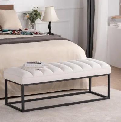 Metal Base Upholstered Bench For Bedroom For Entryway