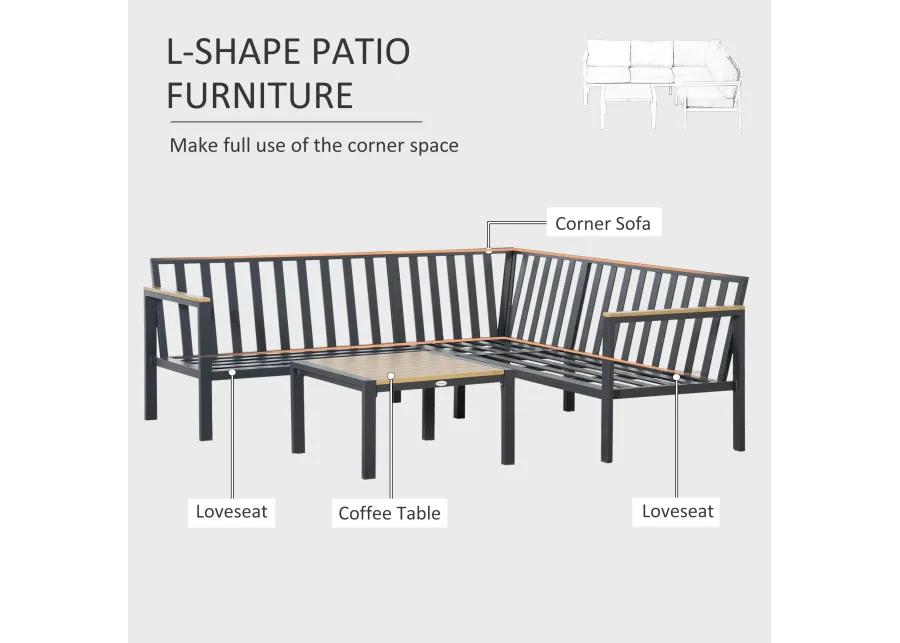 Dark Grey Patio Lounge: 5-Seater L-Shaped Aluminum Sectional Set