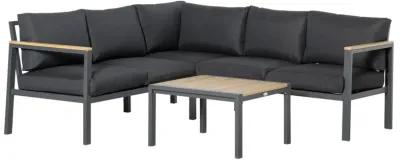 Dark Grey Patio Lounge: 5-Seater L-Shaped Aluminum Sectional Set