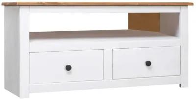 Corner TV Stand White 36.6"x19.3"x19.3" Solid Pine Panama Range