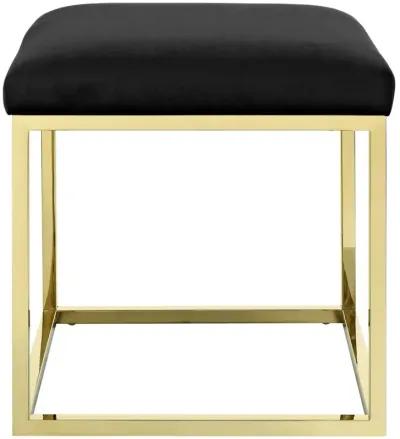 Modway Anticipate Velvet Upholstered Modern Ottoman With Stainless Steel Frame in Gold Black