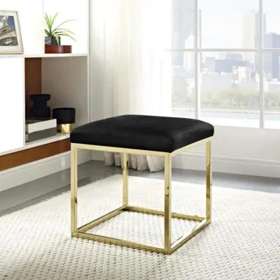 Modway Anticipate Velvet Upholstered Modern Ottoman With Stainless Steel Frame in Gold Black