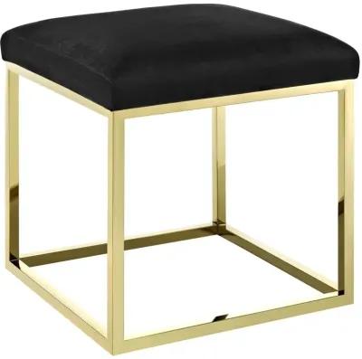 Modway Anticipate Velvet Upholstered Modern Ottoman With Stainless Steel Frame in Gold Black