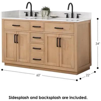 Altair 60 Double Bathroom Vanity in Light Brown without Mirror