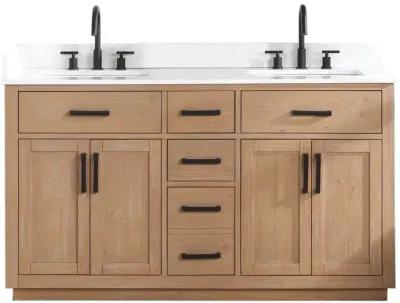 Altair 60 Double Bathroom Vanity in Light Brown without Mirror