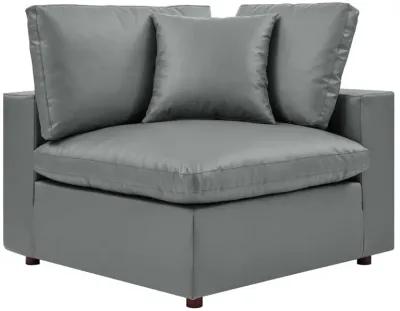 Commix Down Filled Overstuffed Vegan Leather 4-Seater Sofa