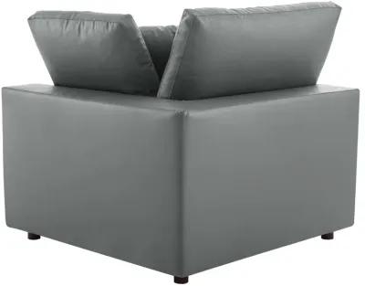 Commix Down Filled Overstuffed Vegan Leather 4-Seater Sofa