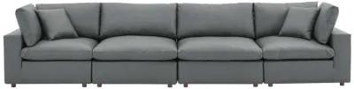 Commix Down Filled Overstuffed Vegan Leather 4-Seater Sofa