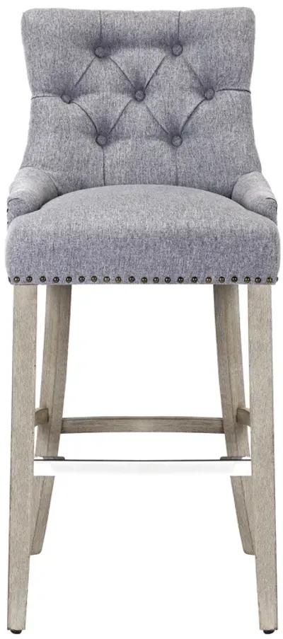 WestinTrends 29" Linen Fabric Tufted Upholstered Bar Stool, Antique Grey