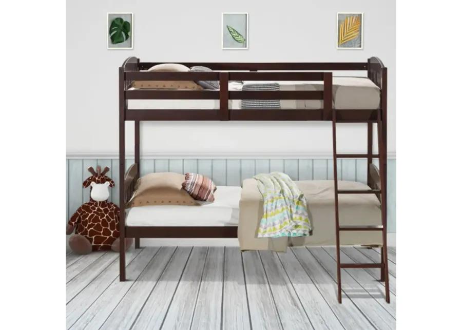 Hardwood Twin Bunk Beds with Individual Kid Bed Ladder