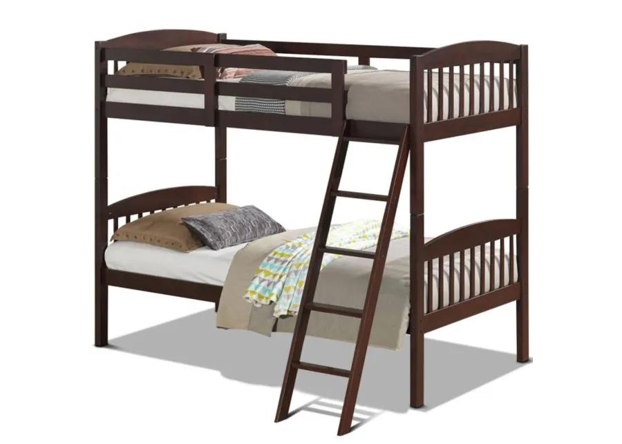 Hardwood Twin Bunk Beds with Individual Kid Bed Ladder