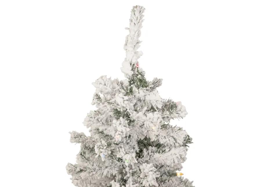 4.5' Pre-Lit Medium Heavily Flocked Pine Artificial Christmas Tree  Multicolor Lights