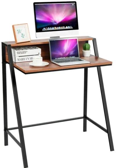 2 Tier Computer Desk PC Laptop Table Study Writing Home Office Workstation