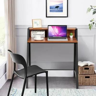 2 Tier Computer Desk PC Laptop Table Study Writing Home Office Workstation