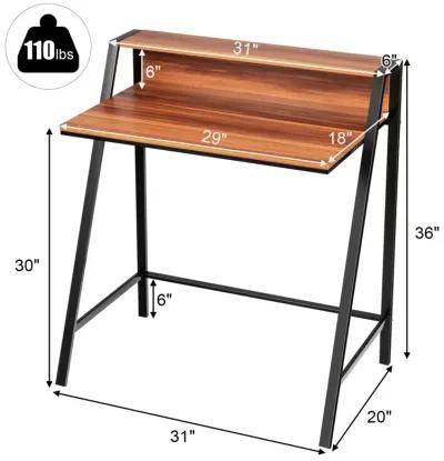 2 Tier Computer Desk PC Laptop Table Study Writing Home Office Workstation