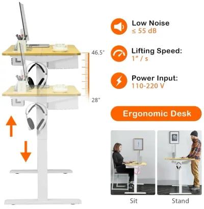 48-Inch Electric Standing Adjustable Desk with Control Panel and USB Port-Natural