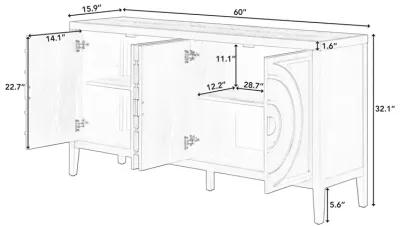 Merax Retro Circular Groove Door Sideboard