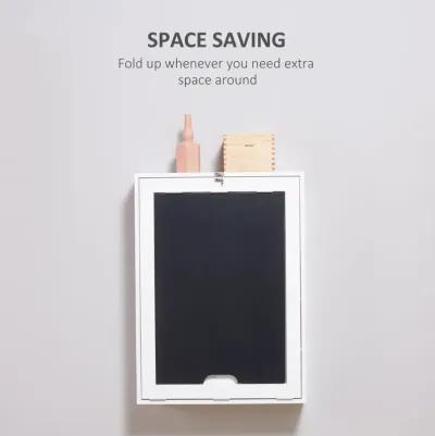 White Space Saver: Folding Wall Desk with Blackboard and Shelves