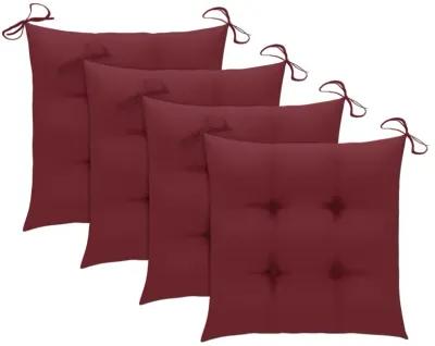 vidaXL Garden Chairs with Wine Red Cushions 4 pcs Solid Teak Wood