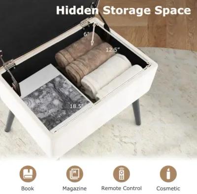 Hivvago Velvet Storage Ottoman with Solid Wood Legs for Living Room Bedroom