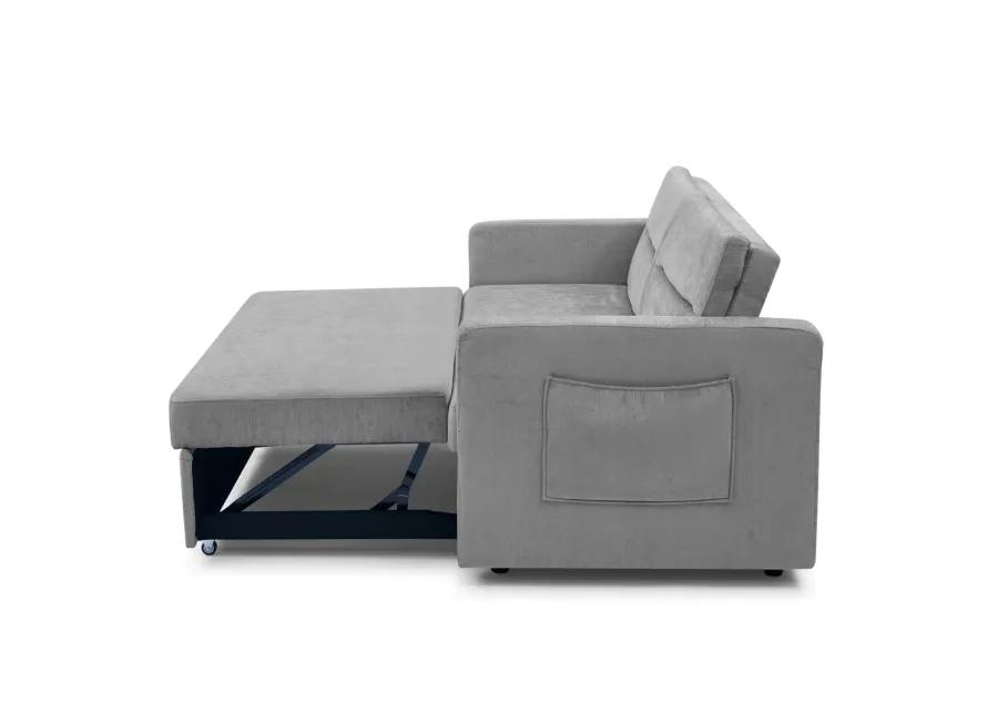 Loveseats Sofa Bed With Pull-Out Bed, Adjustable Back And Two Arm Pocket