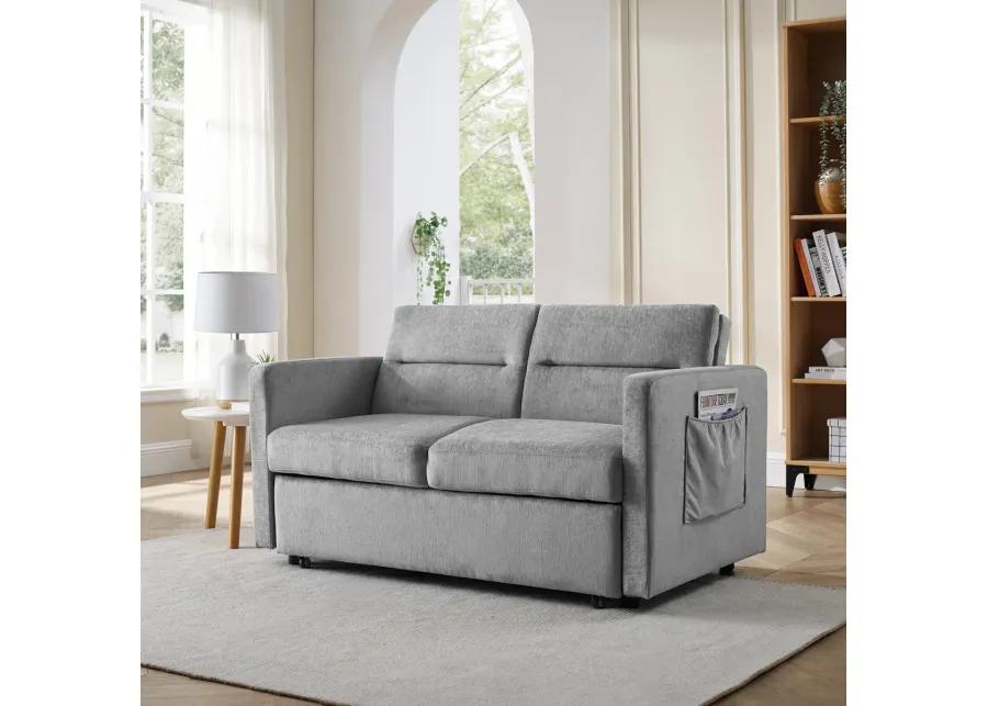 Loveseats Sofa Bed With Pull-Out Bed, Adjustable Back And Two Arm Pocket