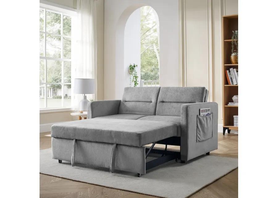 Loveseats Sofa Bed With Pull-Out Bed, Adjustable Back And Two Arm Pocket