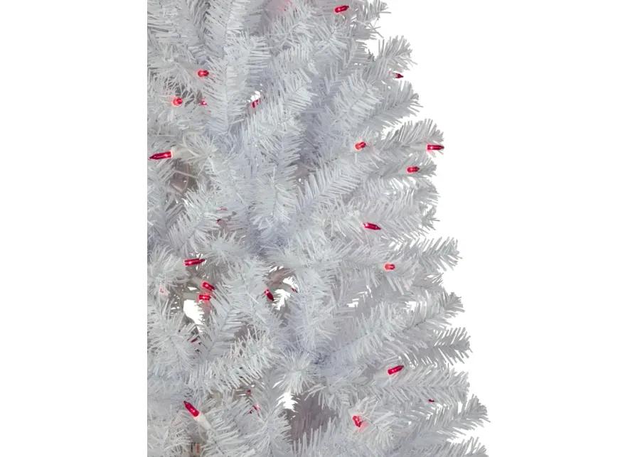 6.5’ Pre-Lit Slim Geneva White Spruce Artificial Christmas Tree  Pink Lights