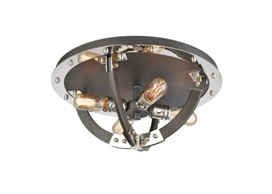 Riveted Plate 19'' Wide 4-Light Flush Mount