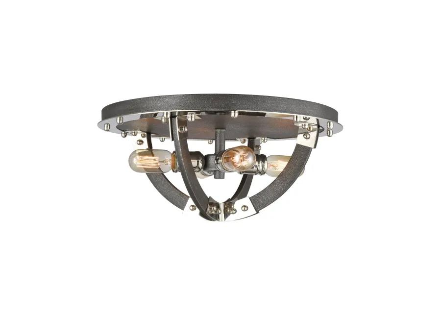 Riveted Plate 19'' Wide 4-Light Flush Mount