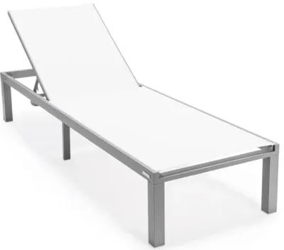 LeisureMod Marlin Patio Chaise Lounge Chair With Grey Aluminum Frame