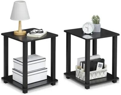 Simplistic End Table, Set of Two, Americano/Black